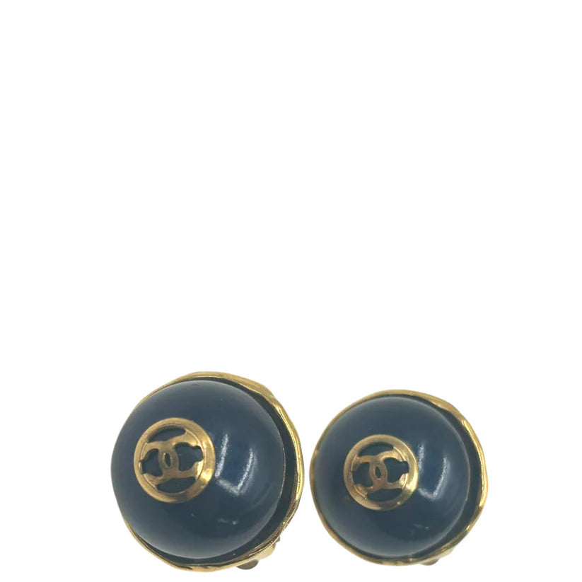 CHANEL ココマーク イヤリング ネイビー